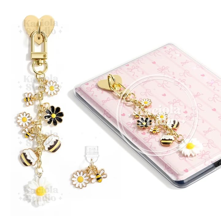 Kaciola Charm Chains for Kindle, Cute E-reader Phone Charm Bracelets Accessories Gift for Reader Booklovers Women Men, Charms Compatible for Kindle/E-Reader/Phone (A)