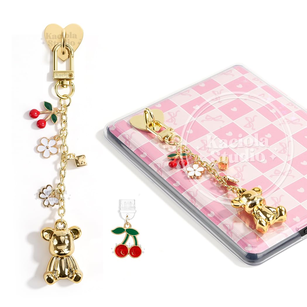 Kaciola Charm Chains for Kindle, Cute E-reader Phone Charm Bracelets Accessories Gift for Reader Booklovers Women Men, Charms Compatible for Kindle/E-Reader/Phone (A)