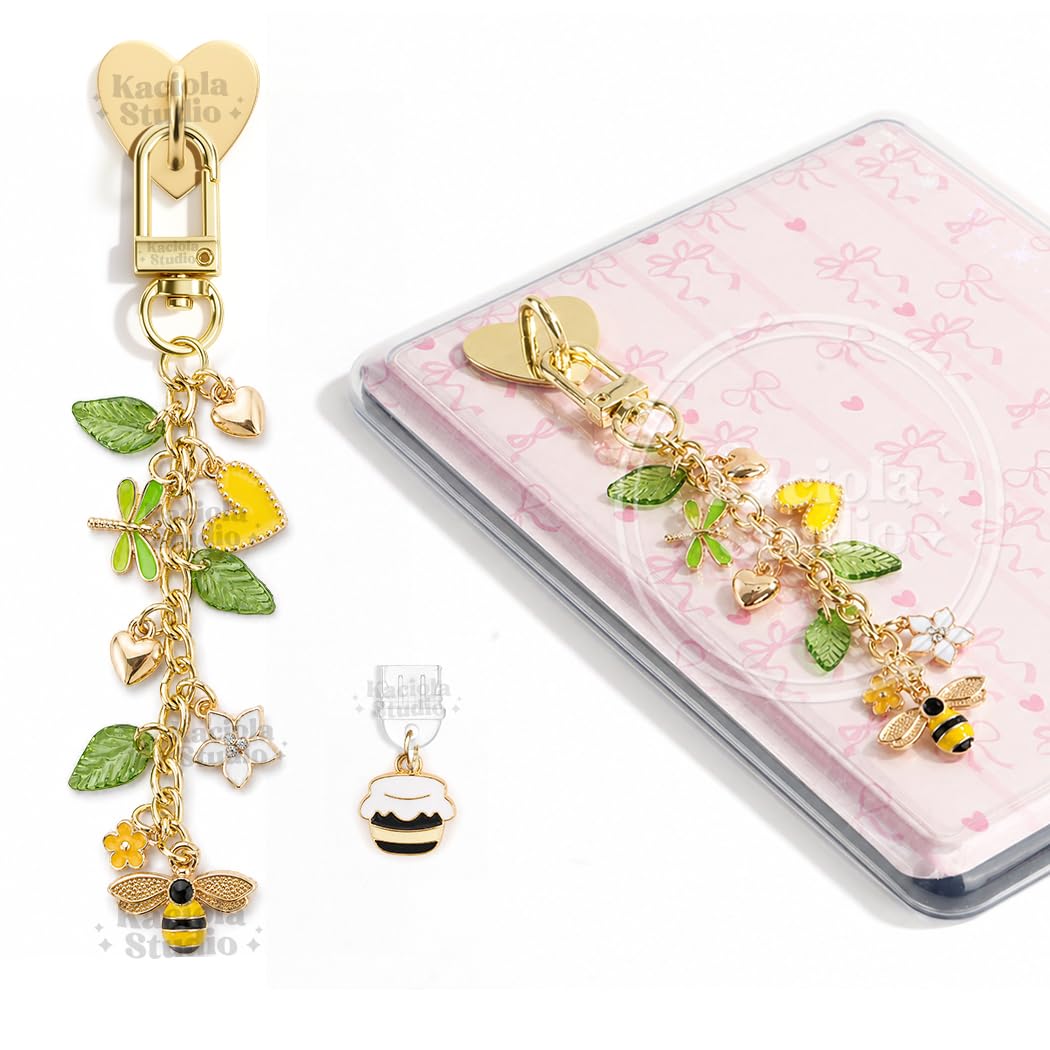 Kaciola Charm Chains for Kindle, Cute E-reader Phone Charm Bracelets Accessories Gift for Reader Booklovers Women Men, Charms Compatible for Kindle/E-Reader/Phone (A)