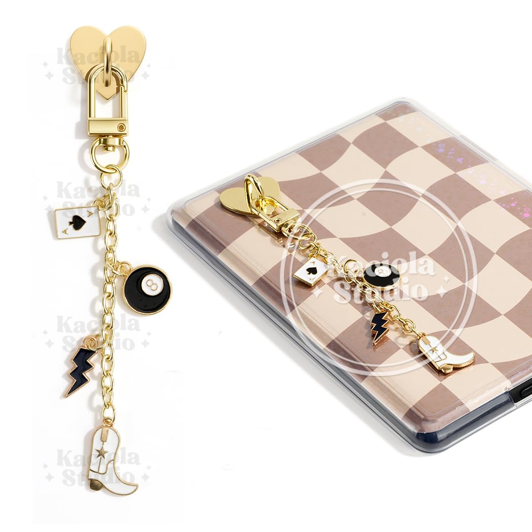 Kaciola Charm Chains for Kindle, Cute E-reader Phone Charm Bracelets Accessories Gift for Reader Booklovers Women Men, Charms Compatible for Kindle/E-Reader/Phone (A)