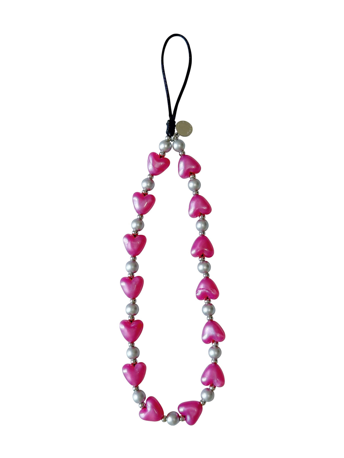 Drawwind Phone Charm Beaded Wristlet Strap Universal Cell Phone Lanyard Cute Bracelet Wrist Strap Beaded Chain String Handmade Accessories for Case Camera Bags (Black Hearts)