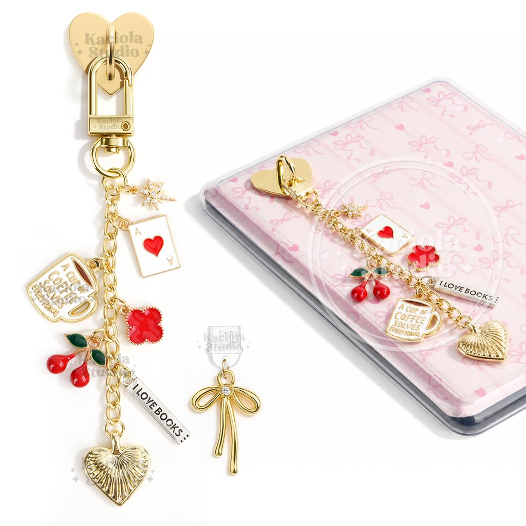 Kaciola Charm Chains for Kindle, Cute E-reader Phone Charm Bracelets Accessories Gift for Reader Booklovers Women Men, Charms Compatible for Kindle/E-Reader/Phone (A)