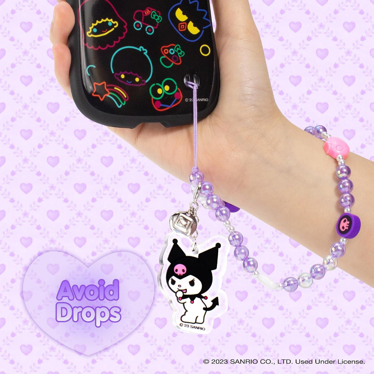 iFace Hello Kitty and Friends Beaded Wristlet Universal Phone Charm Strap - Cute Wrist Chain Lanyard Aesthetic Decor Strap for Cell Phone Camera Keys AirPods Keychains