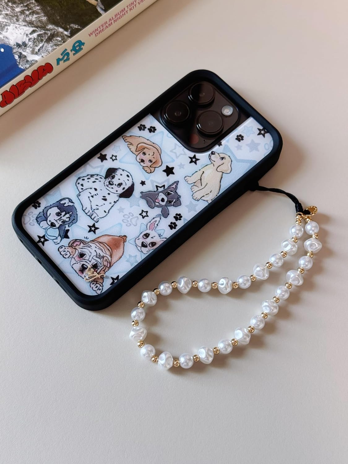 Drawwind Phone Charm Strap Cute Wrist Straps Cell Phone Charm String Y2K Aesthetic Lanyard Wristlet Chain for Case Camera AirPods Bags Keychains (Classic Pearl)