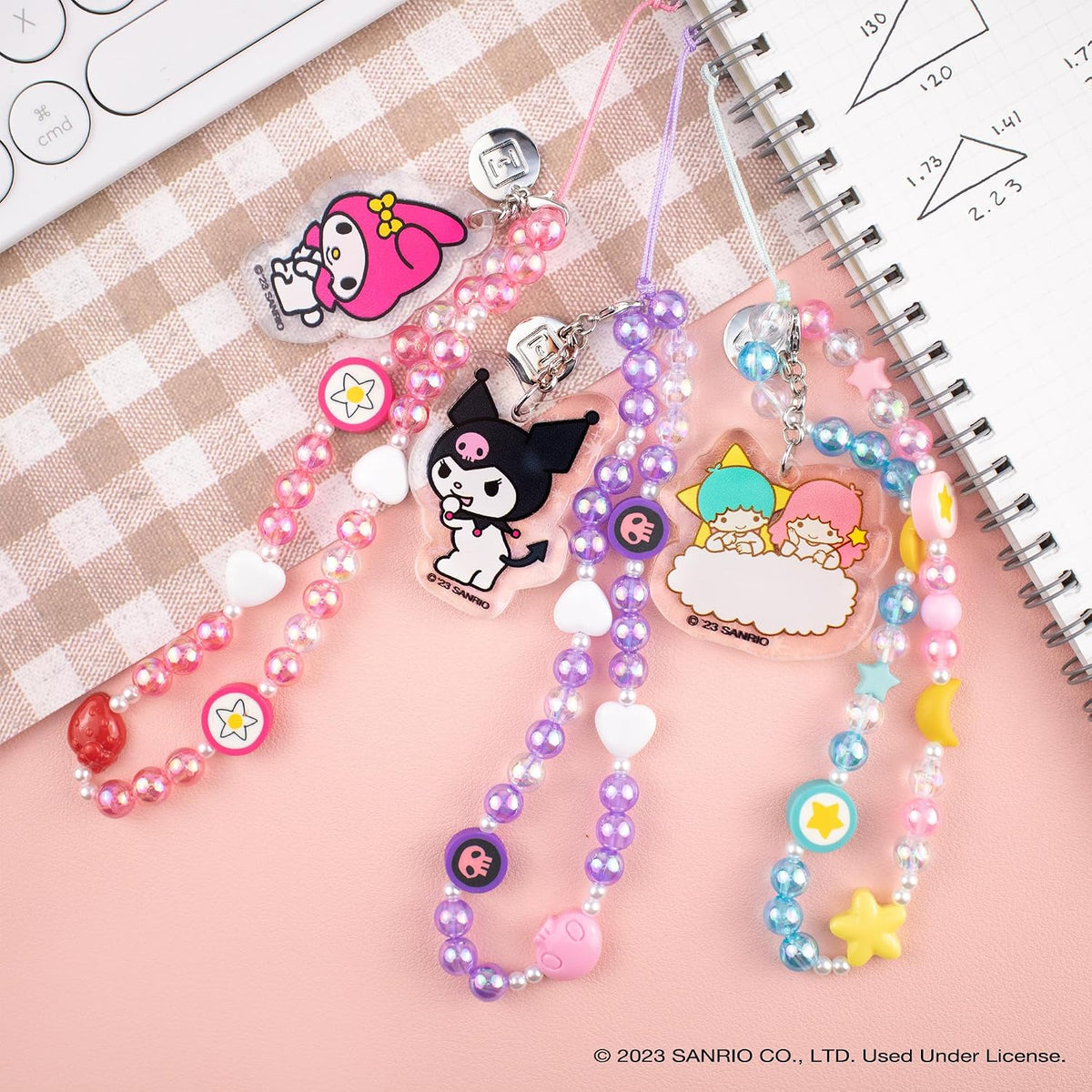 iFace Hello Kitty and Friends Beaded Wristlet Universal Phone Charm Strap - Cute Wrist Chain Lanyard Aesthetic Decor Strap for Cell Phone Camera Keys AirPods Keychains